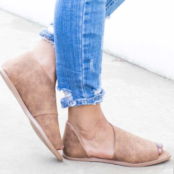 SALELadies peep toe open shank flats - Picture 4 of 4